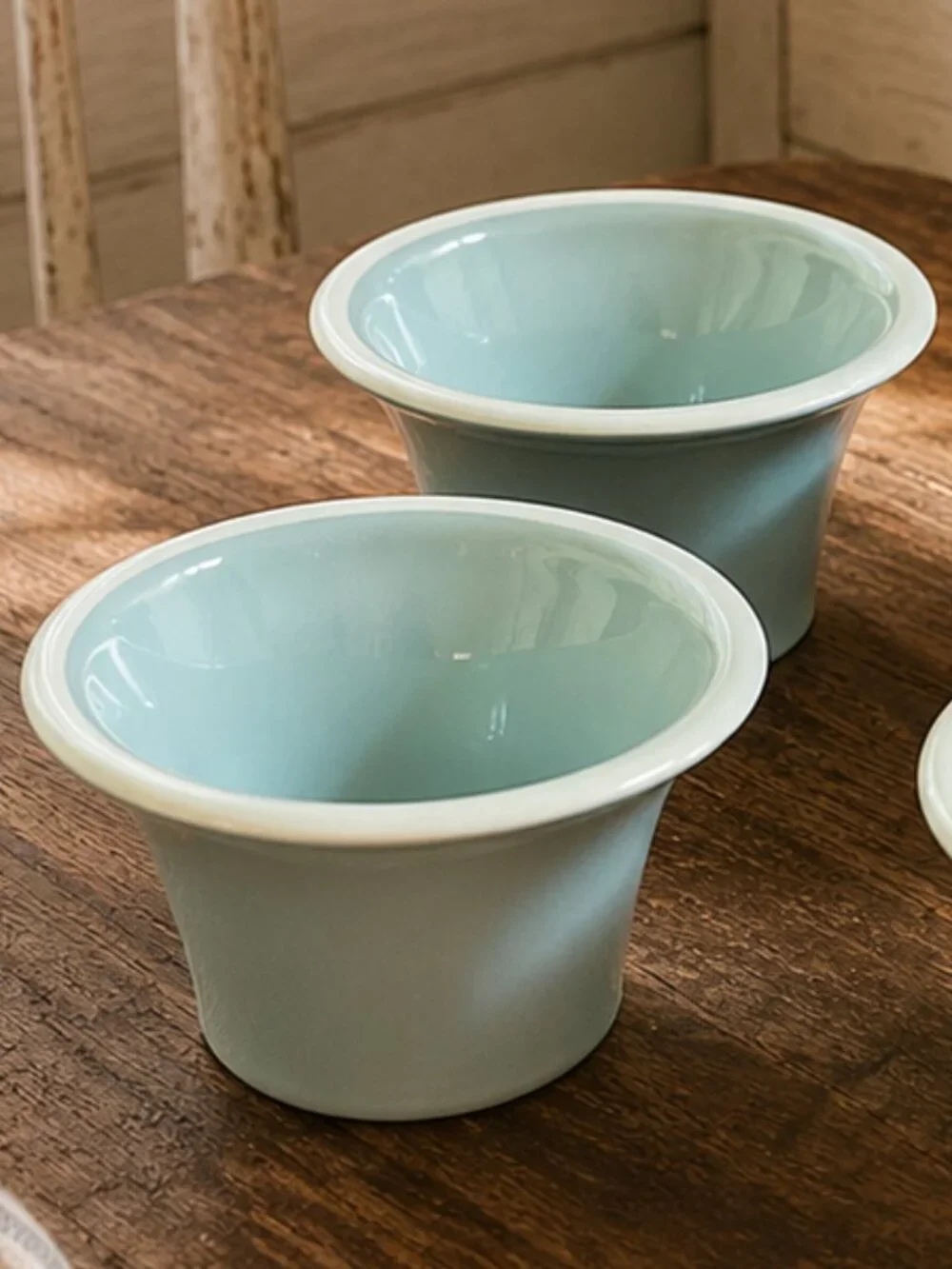 Set of 4 Sonoma Life & Style Mendocino Sky Blue Oatmeal Stoneware Bowls